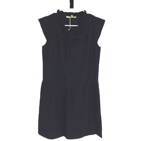 Acote Womens Ruffled Tie Neck Cap Sleeve Mini Fit & Flare Dress Black Size 0 (XS - Picture 1 of 9